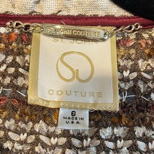 St John Couture woven jacket with jeweled neck.  Never worn NWOT. Size 6